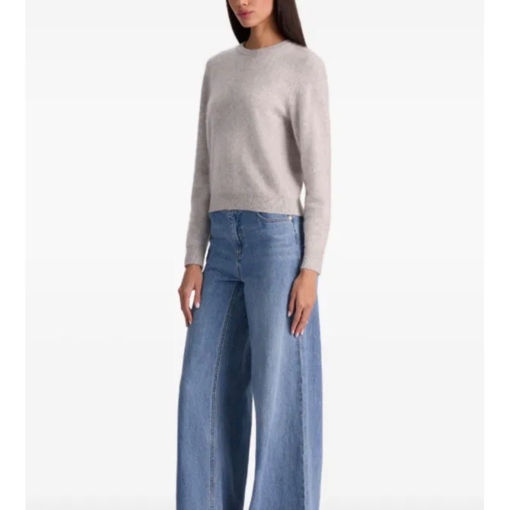 Alice + Olivia Carolee Cashmere Crew Neck Sweater Storm Grey Women's Large NWT